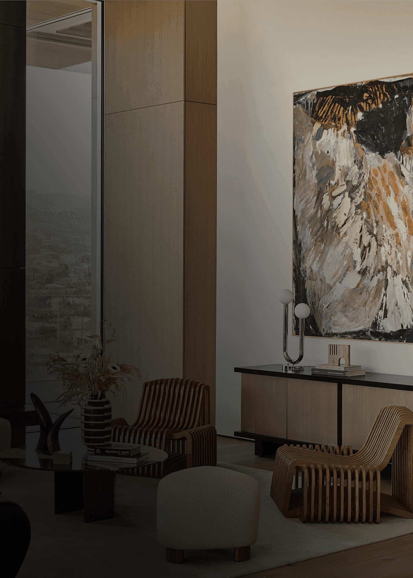 A sunlit Vito Selma interior — sculptural furniture and art